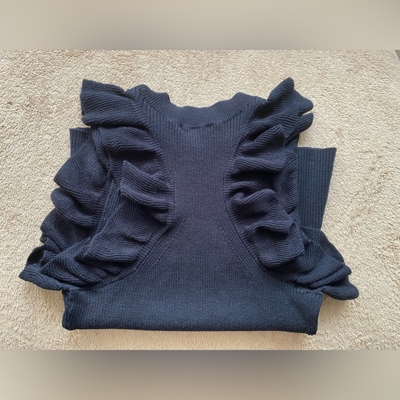 H&M Black Ribbed Racerback Ruffle Tank Top - Size XS - EUC - Picture 8 of 10